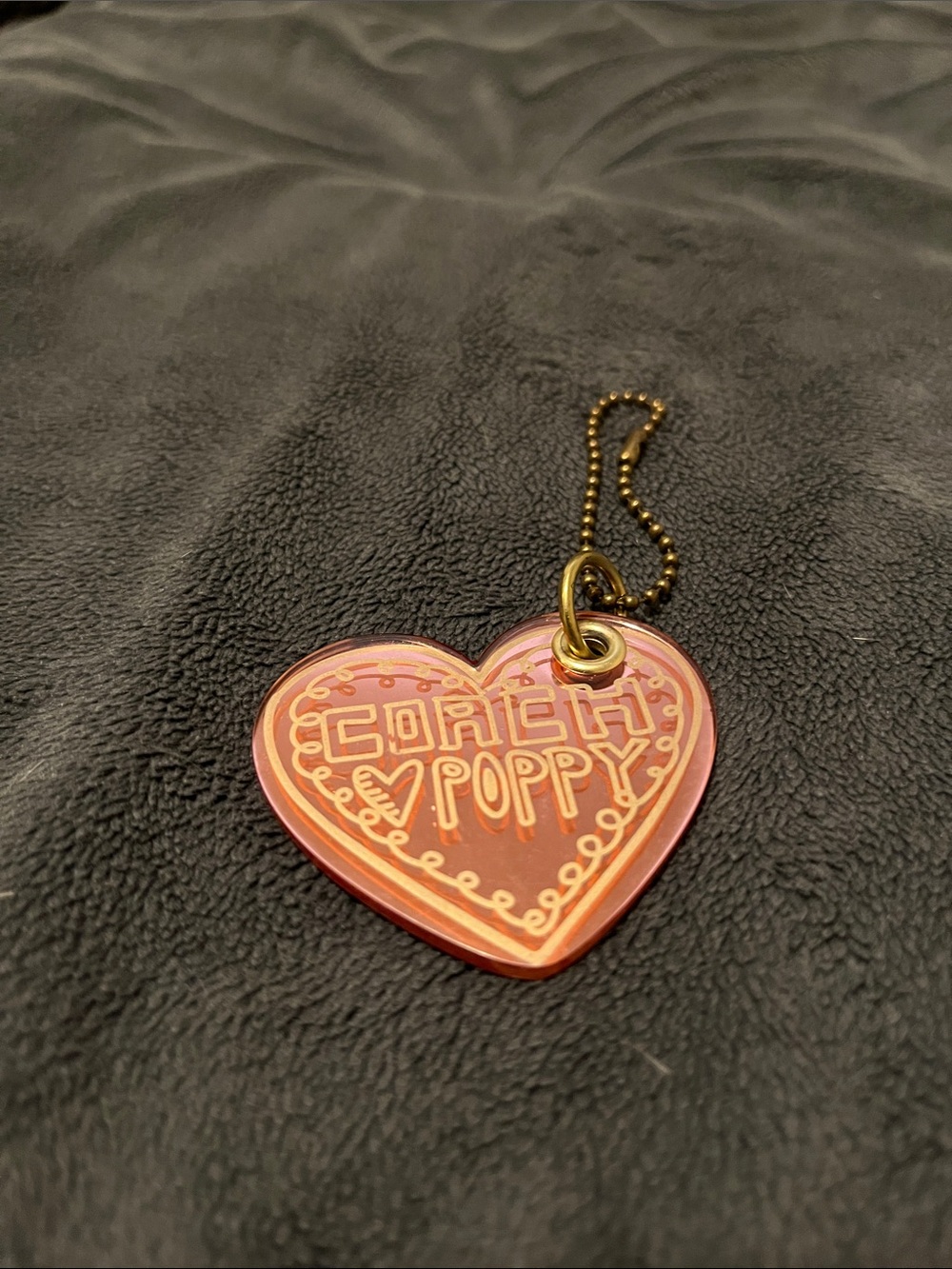 Coach Heart Poppy Keychain - Pink with Gold Hardware